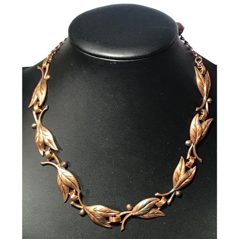 Vintage Bell Trading Post Copper Leaf and Berry Link Choker Necklace MCM - Picture 1 of 4